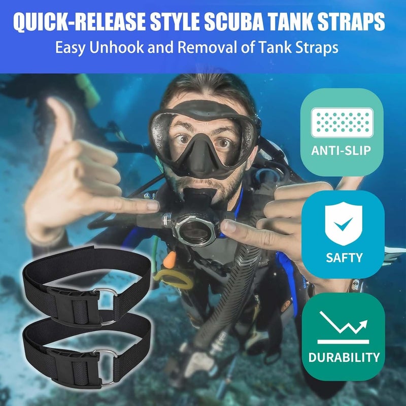 JUSTOOP Store Scuba Diving BCD Tank Band, Adjustable and Durable Dive Tank Strap with Cam Buckles and Non-Slip Pads for Underwater Diving, 2 Pack - Image 5